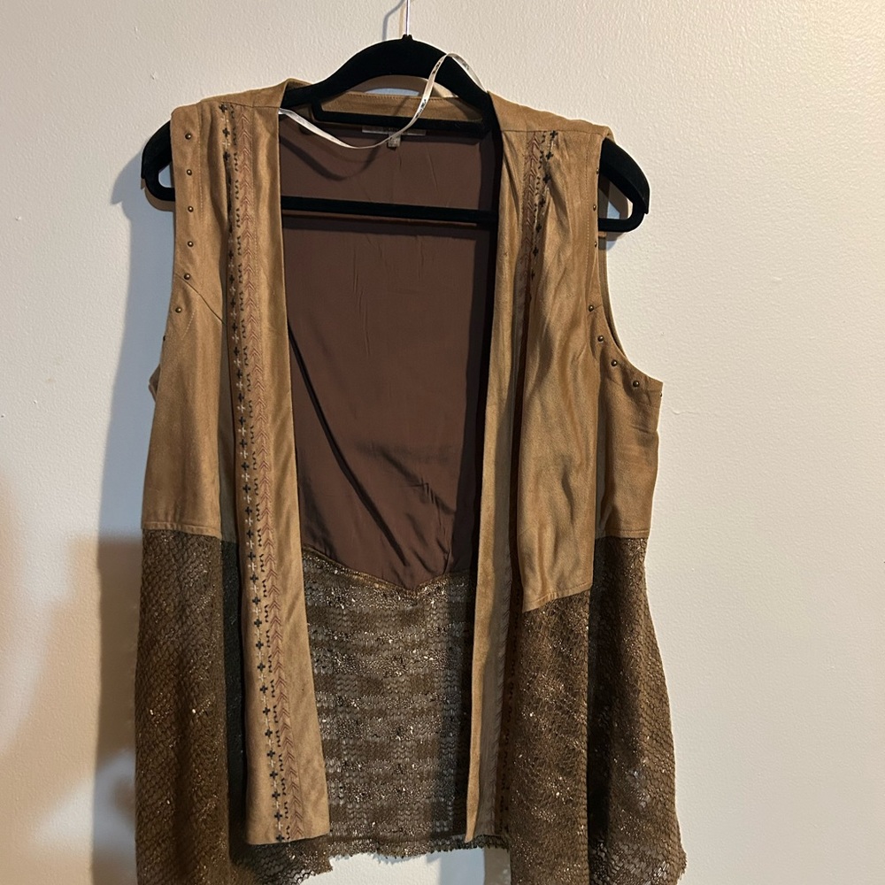 Miss Me Tan and Brown suede vest
